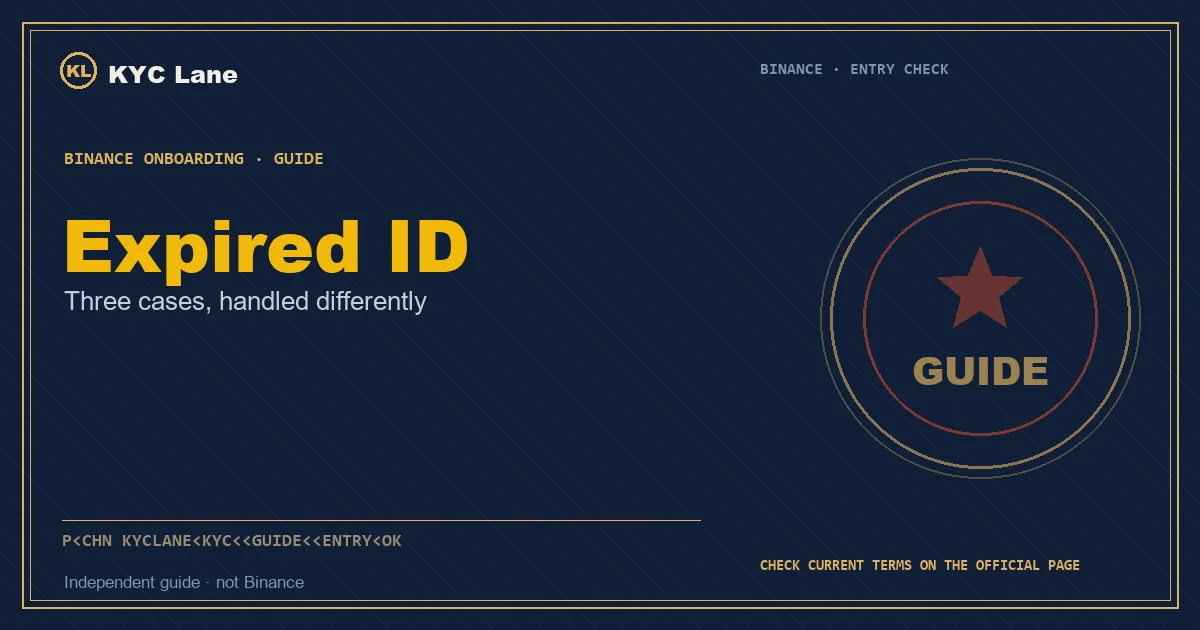 Article cover: a navy identity-page layout with the headline Expired ID and a gold and red GUIDE verification stamp